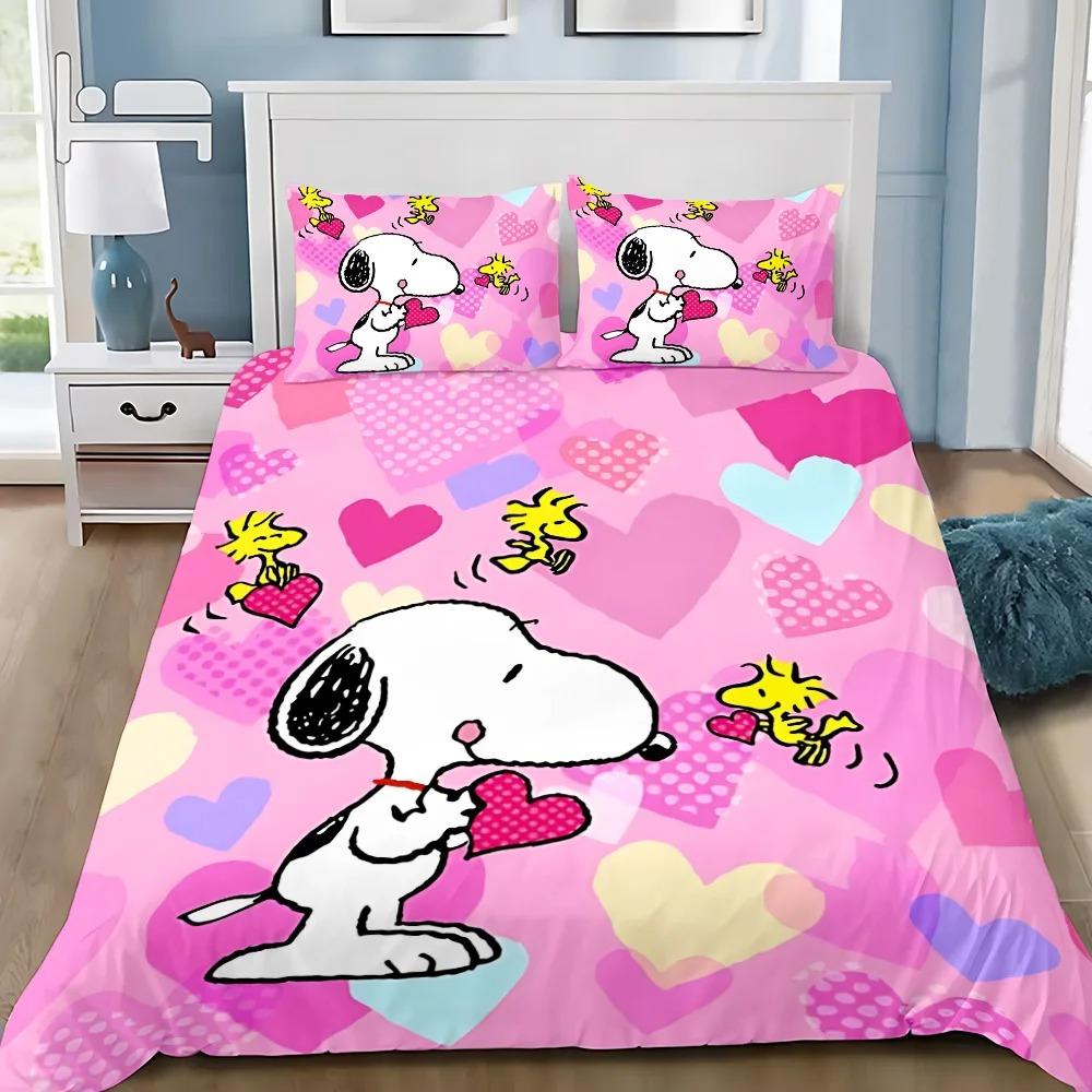 Duvet Cover Pillowcase Bedding Set Cute Funny S-Snoopys Adult Boy Girl Bedroom Decoration Children Gift Single Double Large Size
