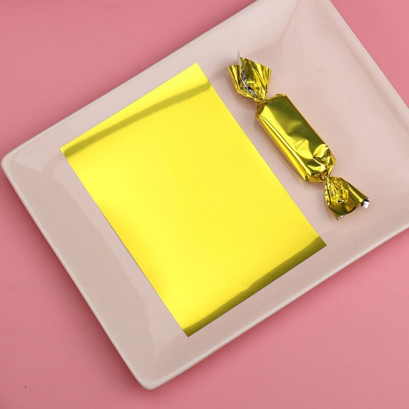 

500Pcs 9x12cm Aluminum Plated Film Solid Color DIY Handmade Nougat Candy Packaging Milk Taffy Wrapper 9x12cm золотой