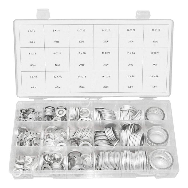 Portable Wear-resistant Sealing O-ring Gaskets 450 Pcs Aluminum Compression Gaskets Replacement Parts Metal 1