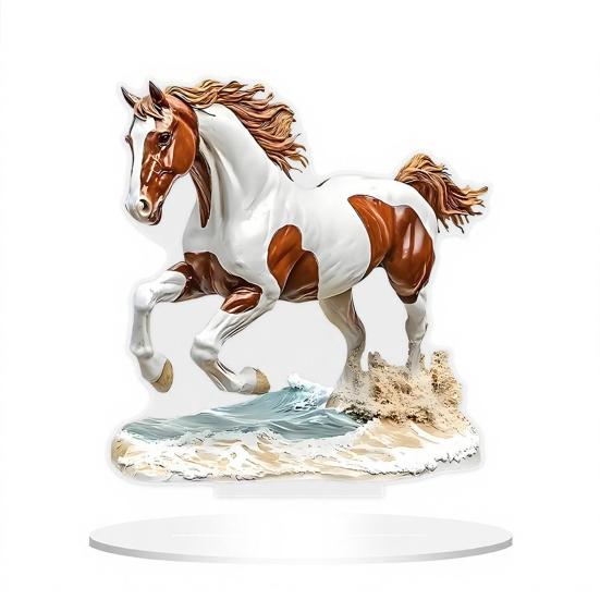 Acrylic Horse Sign Tabletop Decoration 2D Flat Desktop Ornament for Home Office Living Room Shelf Fireplace