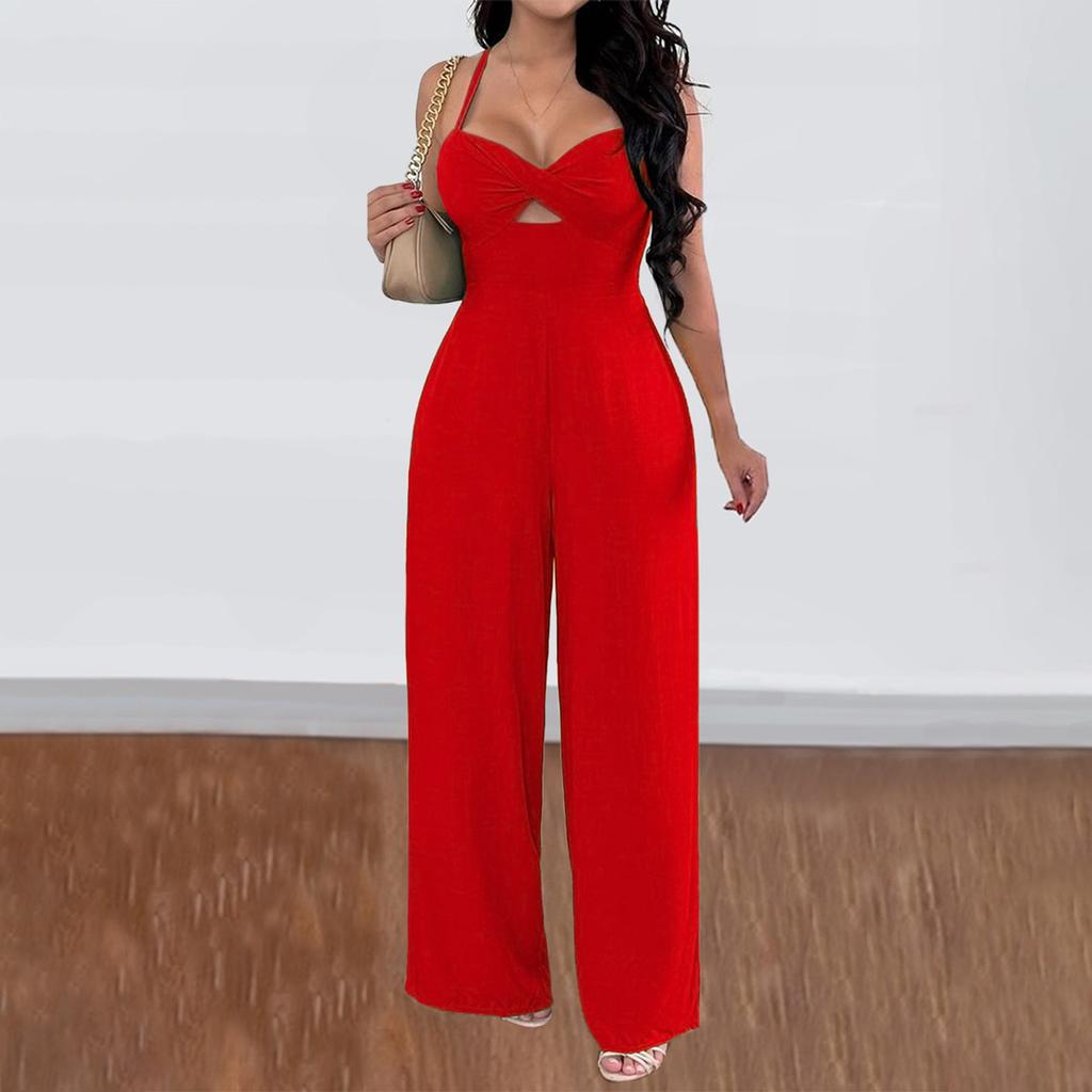Dámský letní overal, elegantní sexy, bez rukávů, body, ležérní, široké nohavice