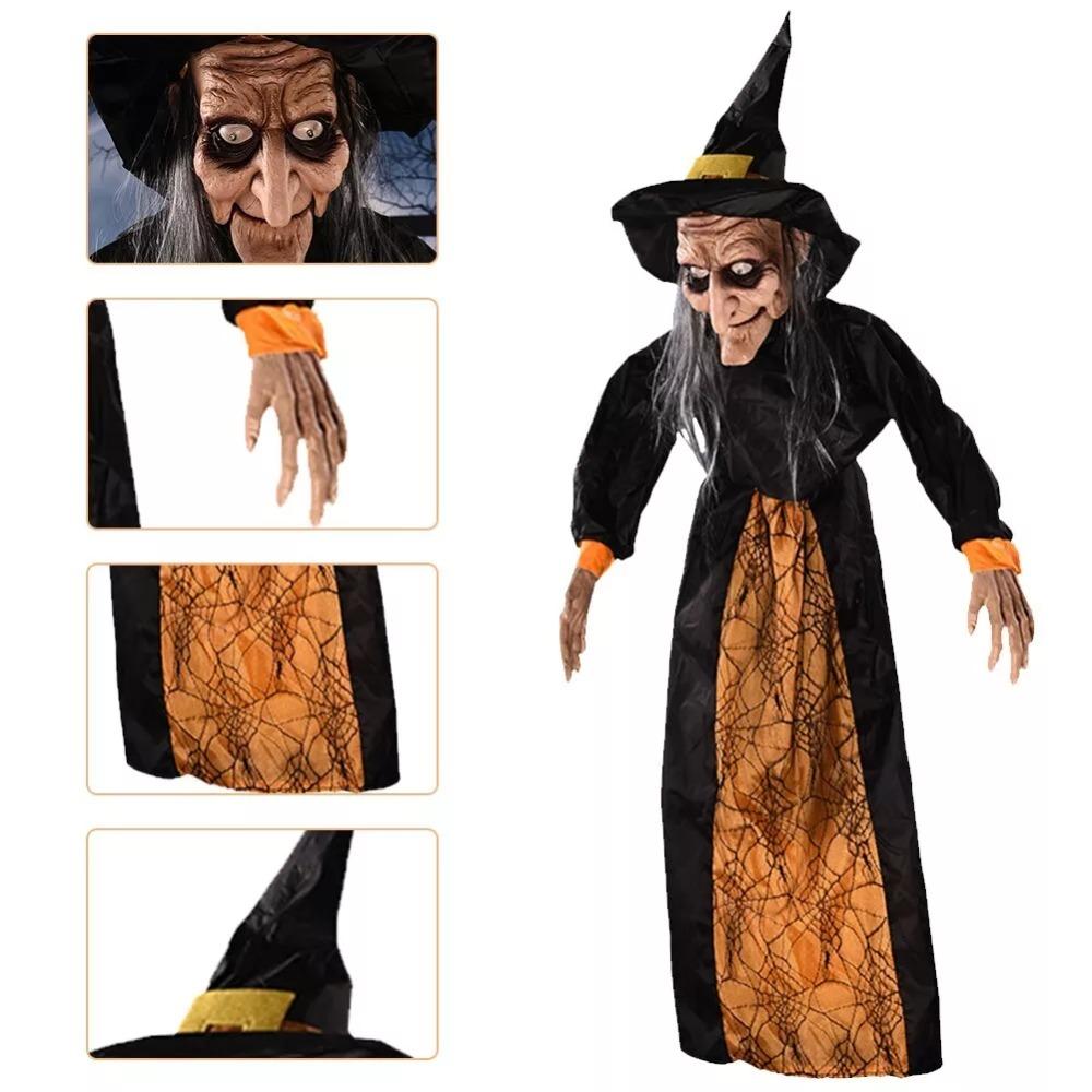 Halloween Life Size Talking Witch Purple Red Eye Animated Witch Spooky Animatronic Witch