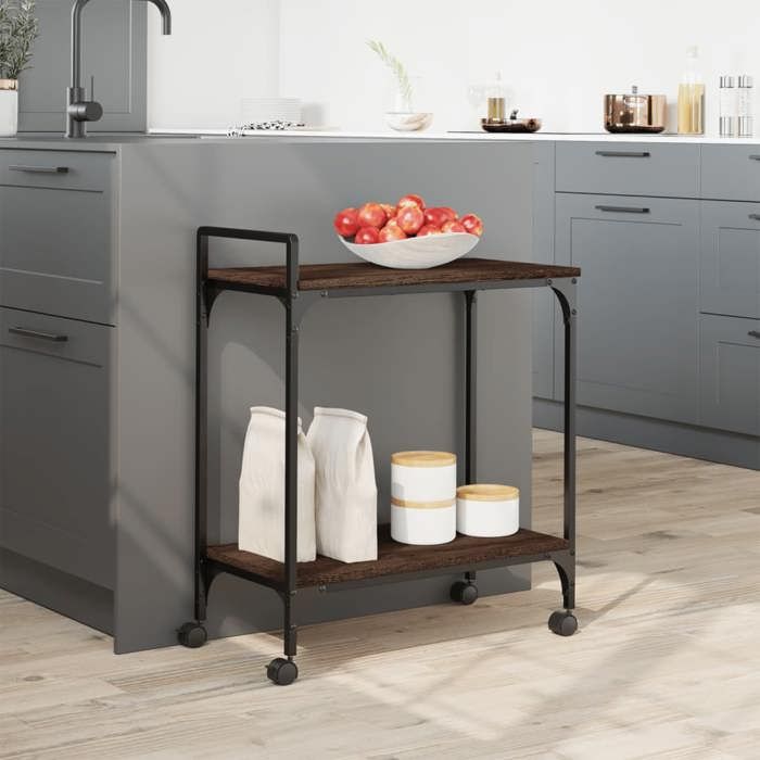 VidaXL Kitchen Trolley, Shelf with Wheels, Service Cart, Indoor Living Room Bathroom Storage Furniture, Oak 842370