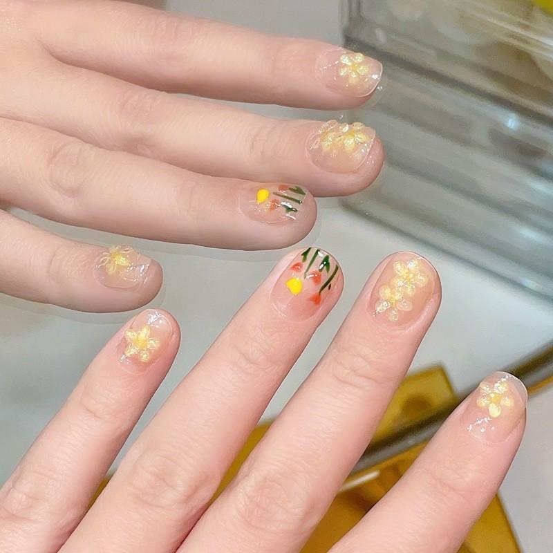 Painted Tulip Hand Design Nail Art Stickers Ice Transparent Whitening Detachable