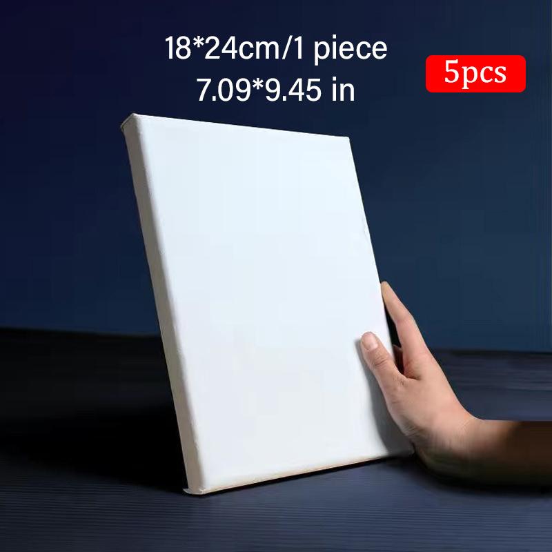 5pcs White Blank Square Artist Canvas Wooden Board Frame Cotton Artist Canvas Boards for Oil Painting Acrylic Watercolor