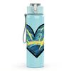 1PC Blue Wave Heart Line Art 750ml Color Plastic Sports Water Bottle Leakproof Flip Straw Lid Suitable for Sports Office Home Use