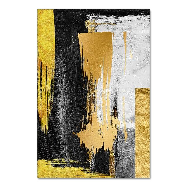 Buy Watercolor Abstract Gold Foil Canvas Poster Print Modern Golden Wall Art Picture for Living