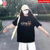 100%Cotton Women Black T-shirt Summer 2025 New Letter Print Round Neck Short Sleeve T-shirt Loose Casual Y2k Top Female Clothing