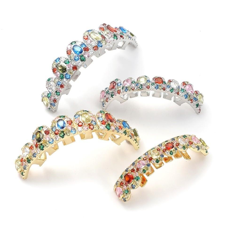 1Pc/set Rainbow Teeth Grillz Top Bottom Set Candy Color Teeth Jewelry Teeth Grillz Caps Halloween