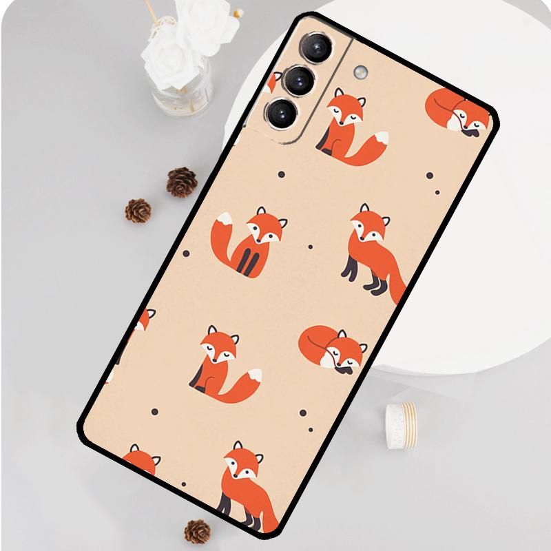 Cartoon Foxes Animal Phone Case For Samsung Galaxy S25 S26 Ultra S20 S21 S22 S23 S24 Plus S10 S25 FE Funda Cover
