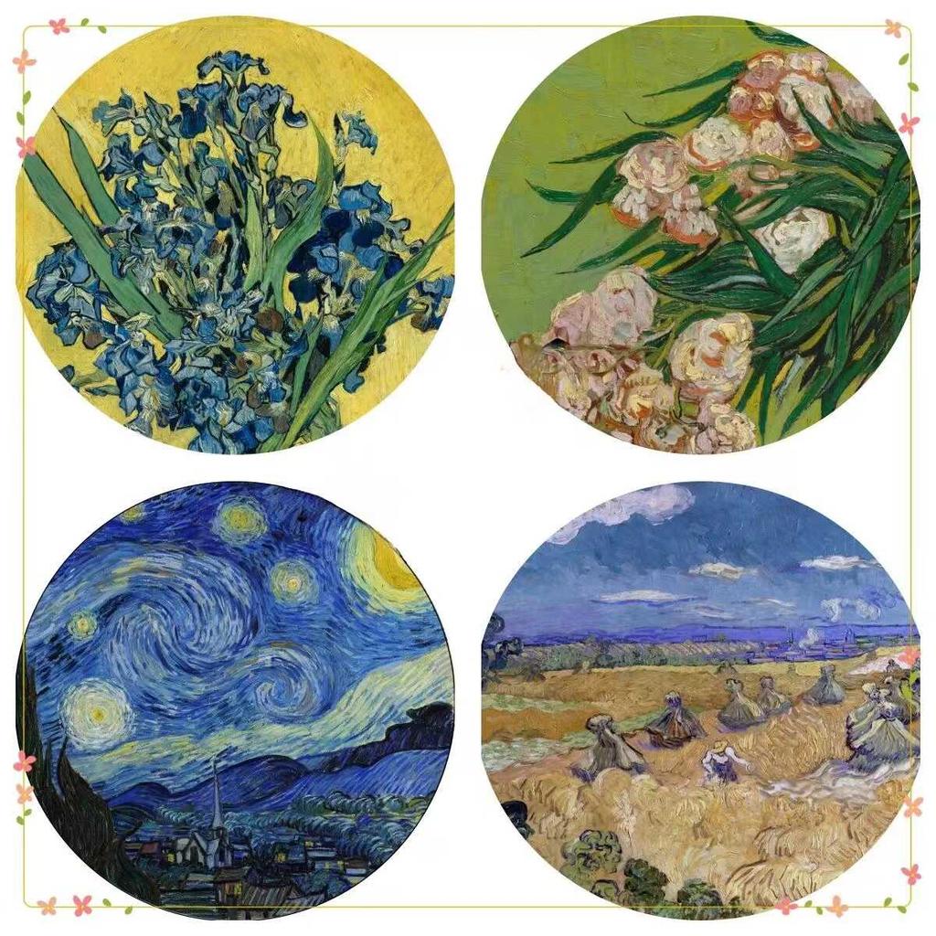 Van Gogh Art Coaster Set Large 20cm Waterproof Diatom Mud Heat Insulation Hand Painted