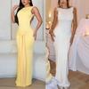 European and American Style Autumn Dress Solid Color Slim-fitting Streamer Backless Sexy Temperament Hip-wrapped Long Women's Dress