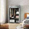 Fabric Wardrobe w/ Shelves Hanging Rail Foldable Wardrobe Light Grey