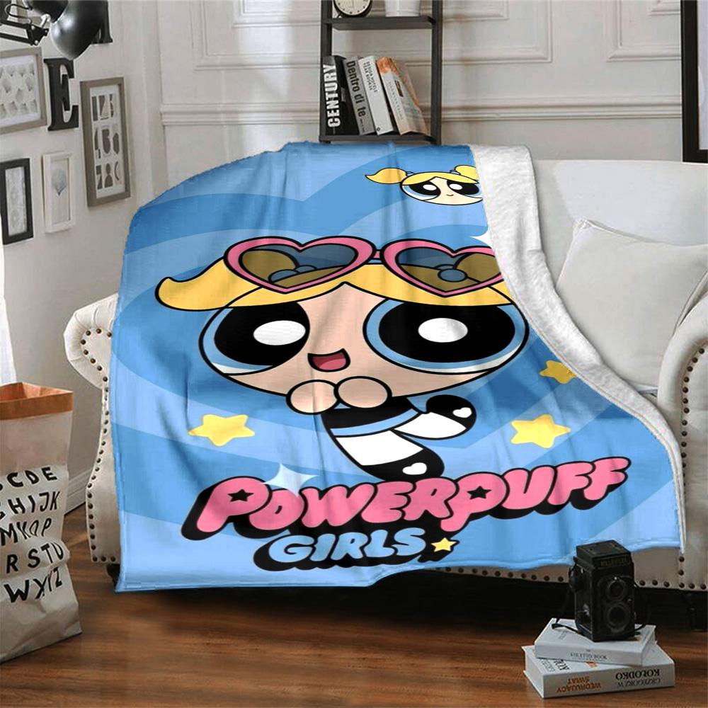 Powerpuff Girls Adventure Flannel Blanket Super Soft Warm Cozy Blanket For Sofa Bed Office Travel Allseason Home Decor Gift