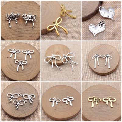 Heart Bow Shaped Charms Pendant For Bracelet Necklace Jewelry Making Craft Findings
