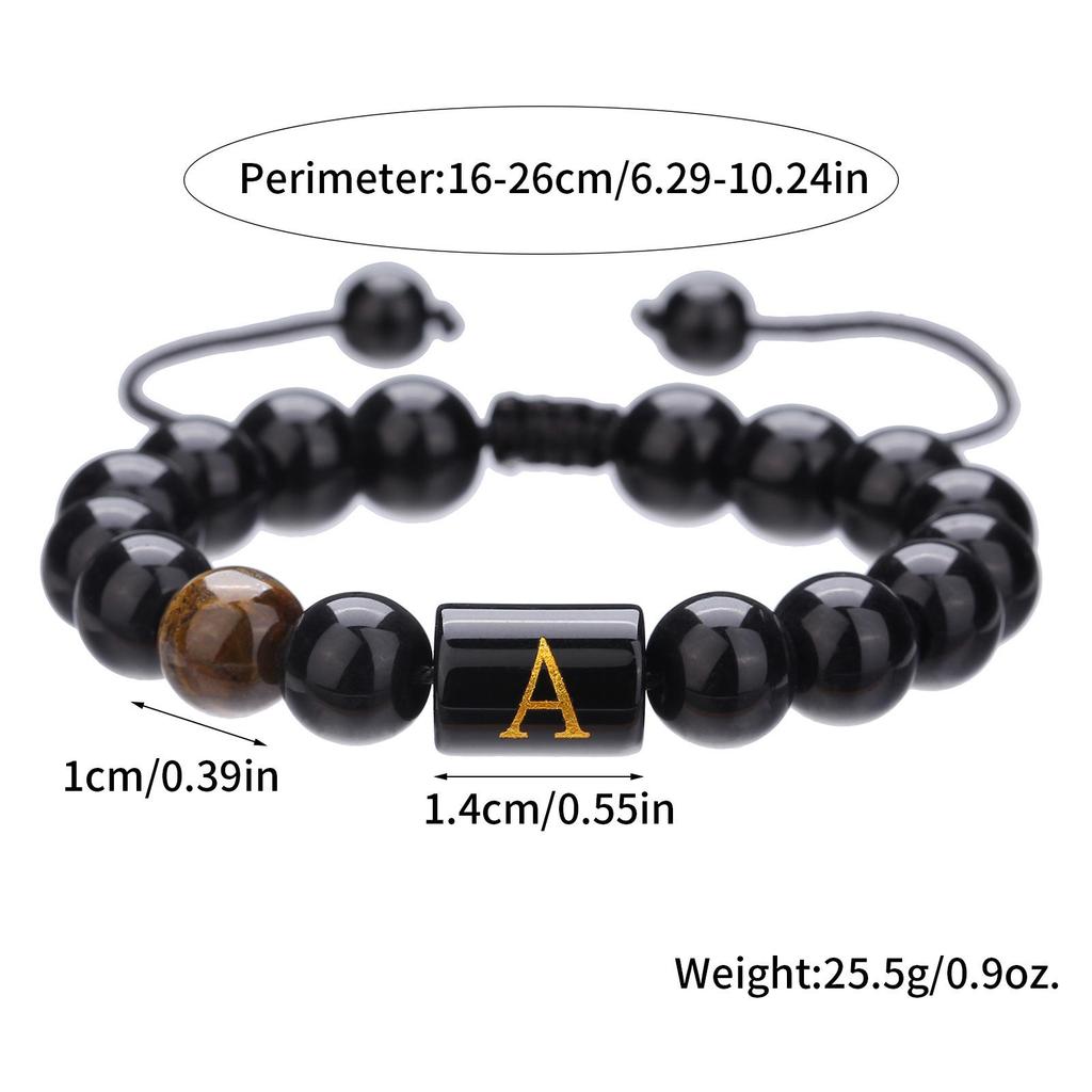 Black Diamond & Tiger Eye Beaded Adjustable Couple Bracelet - Men's Jewelry