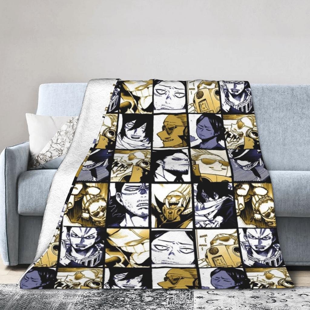 Uraraka Ochako Collage Knitted Blankets Academy Anime Manga Throw Blankets Summer Air Conditioning Ultra-Soft Warm Bedspreads