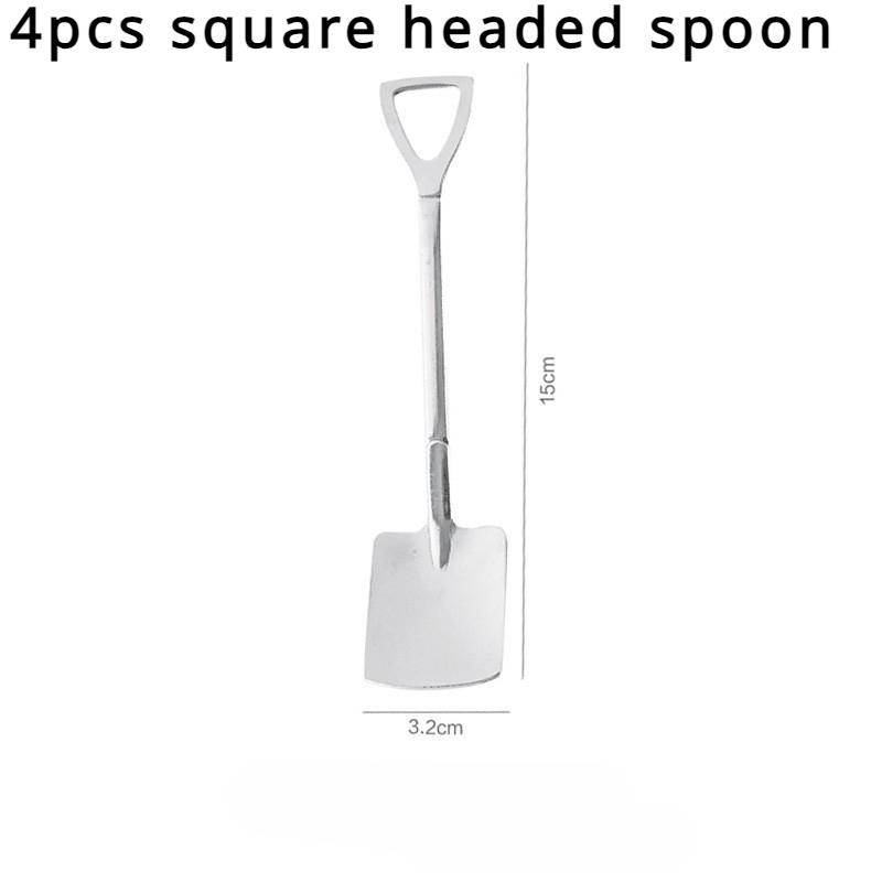 

Портативный набор ложек из нержавеющей стали, 4 шт. Прочный и устойчивый к ржавчине для поедания десертов, арбузов, фруктов и мороженого, уникальный обеденный опыт 4pcs Square headed spoon серебряный