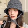 Thick Yarn Knitted Bucket Hat Korean Styles Ribbed Brims Ear Protective Fisherman Hat For Women Girl Cold Weather Warmth