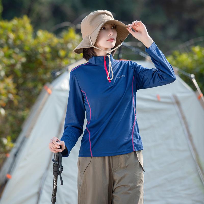 Damen Schnelltrocknendes Langarm-Laufshirt mit Farbblock