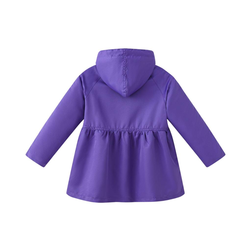 Mädchen Trenchcoat mit abnehmbarer Kapuze - Einfarbiger Mantel mit Gürtel