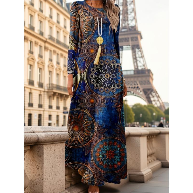 Breathable Long Sleeve Maxi Dress