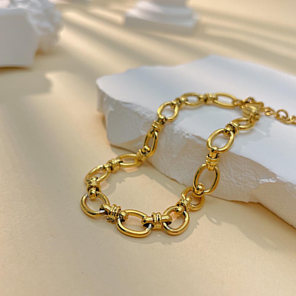 OPK Bracelet en acier titane simple pour femme