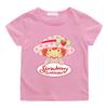Cute Strawberry Shortcake T-Shirt for Children Retro Cartoon Print Tees Cotton 100% Short Sleeved Casual O-Neck Kids Tops Summer