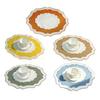 Scalloped Linen Placemat Dining Table Mat Machine Washable Wrinkle Free Dining Placemat for Home Farmhouse Kitchen Restaurant