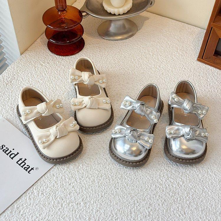 Girl princess small leather shoes spring and autumn 2025 new children's foreign style bow performance girl Mary Jane single shoes