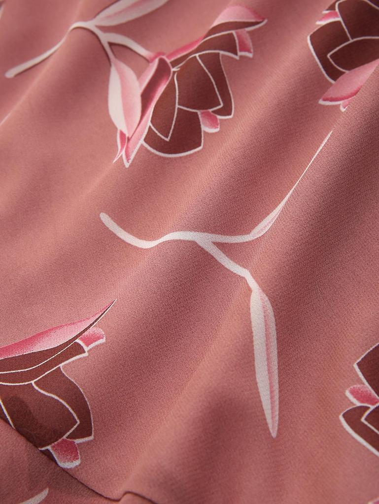 Rosegal Plus Size Floral Leaves Printed Crisscross Strappy Butterfly Buckle Decor Ruffles A Line Cami Dress