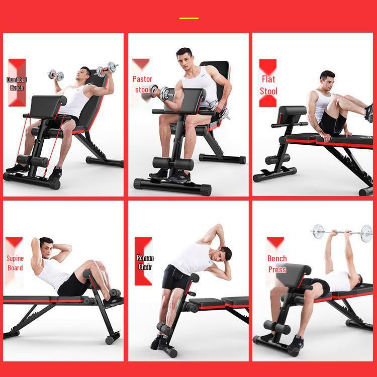 Six-in-One Multi-Functional Folding Dumbbell Bench for Men: Flyes, Bench Press, Preacher Curl & More