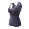 German Velvet Warm Vest with Lace Base Layer and Chest Pad - Plus Size Seamless Self-Heating Bra for Autumn and Winter