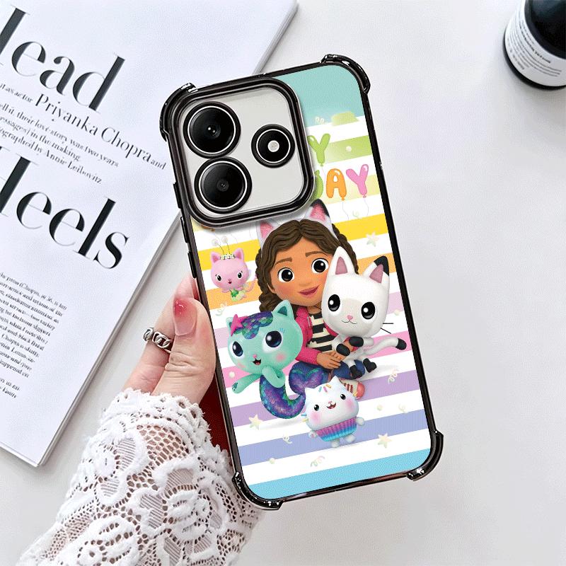 G-Gabbys Dollhouse Cartoon Plating Phone Case For Xiaomi Redmi Note 14 15 Pro Plus 13 12 11 11S 11T 10 9S 9 5G Anti-Fall Airabag