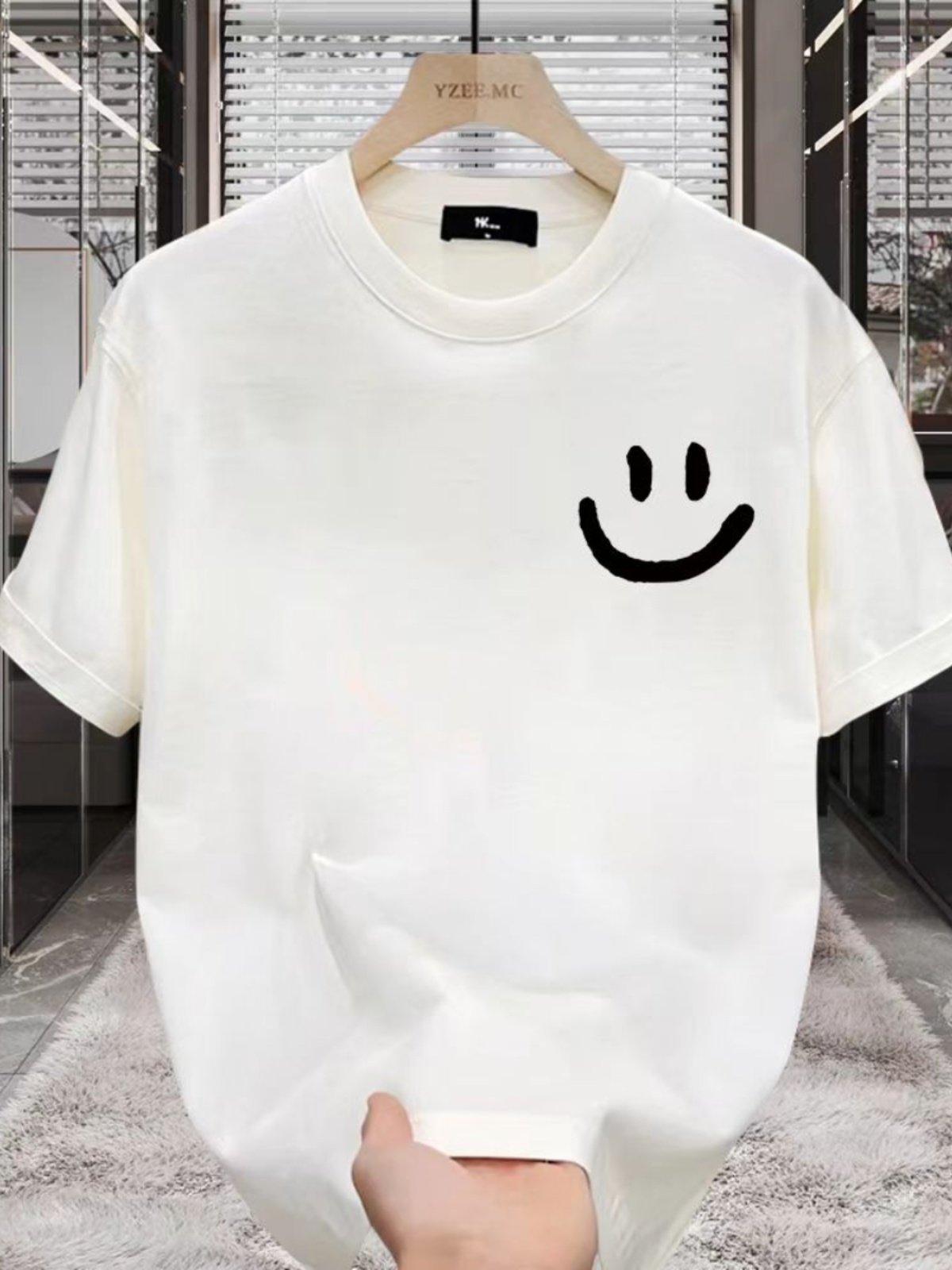 Mens Printed TShirt  100 Cotton  Summer Trendy Streetwear Loose Roundneck TShirt S