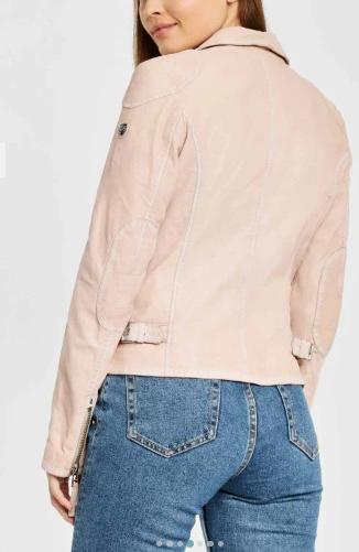 Barbie Jacket Party Light Pink Design Handmade Suede Leather Women Lambskin