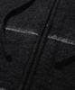 TRILLION Washable Wool Hairy Stripe Hooded Zip-Up Knit_Black
