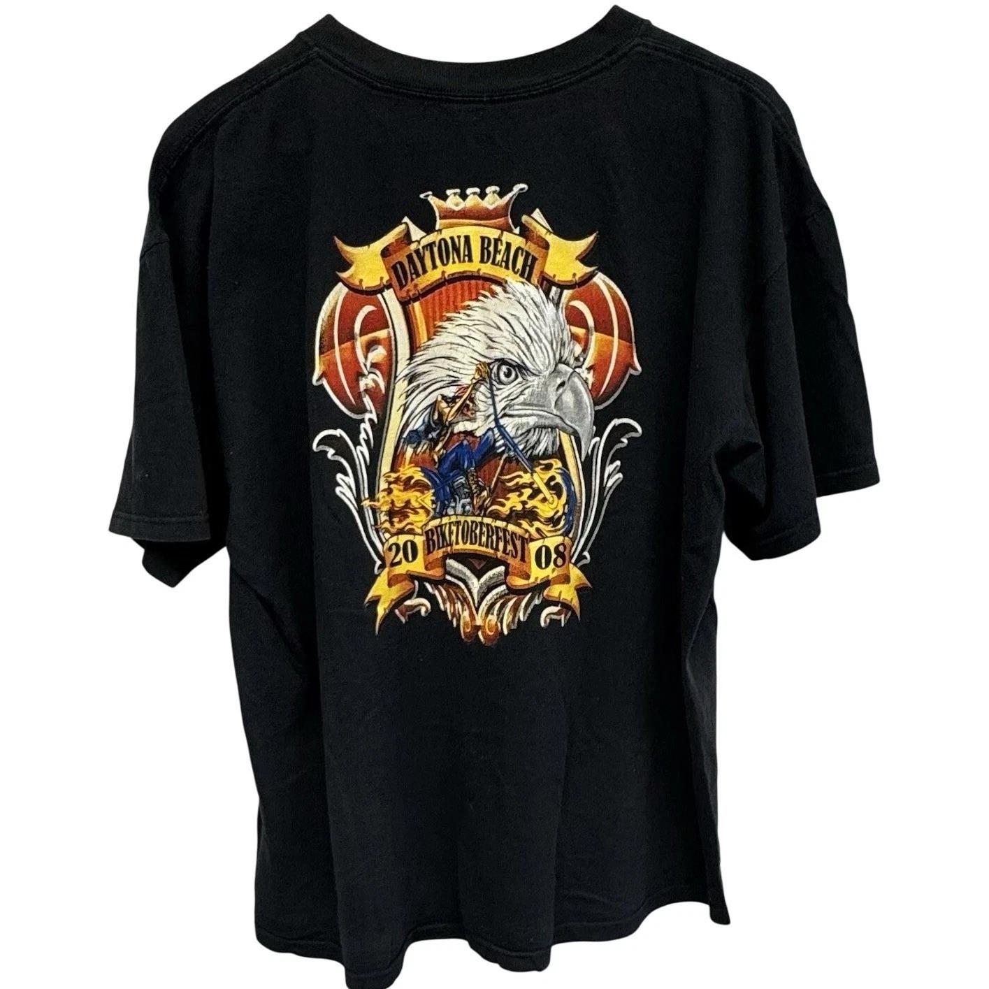 2008 BIKETOBERFEST Daytona Beach Florida Biker Eagle Graphic Tee Size XL S