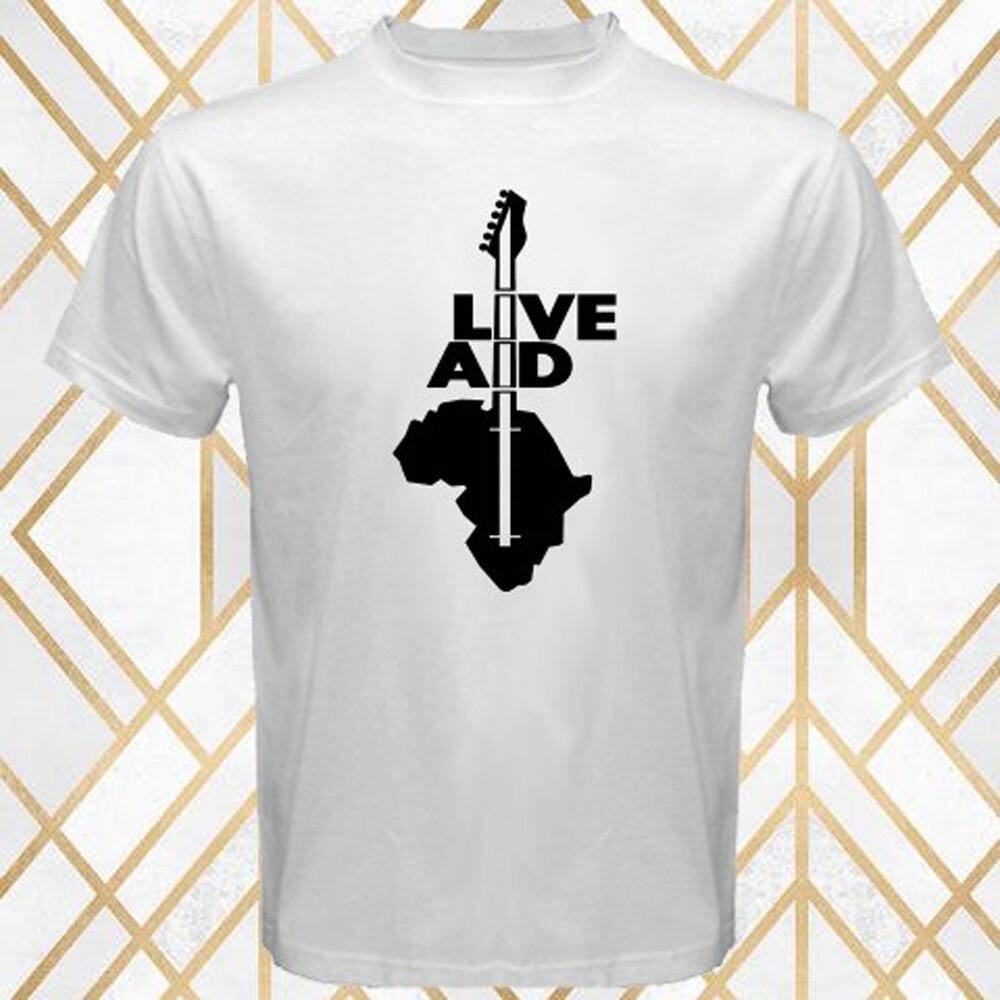 Live Aid 1985 Men White T-Shirt Size S 3XL XL