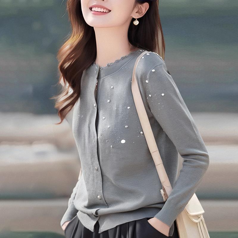 Spring new women's sweater cardigan lace lace knitted sweater