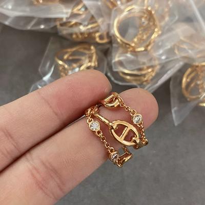 Anillo de Cadena Nariz de Cerdo para Mujer V Chapado en Oro Oro Rosa 18k con Diamantes Anillo Anillo de Diamantes