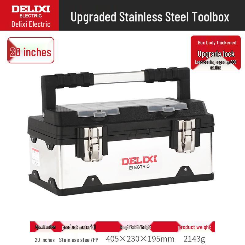 Delixi Portable Stainless Steel Multi-Tool Box - Industrial & Household Use