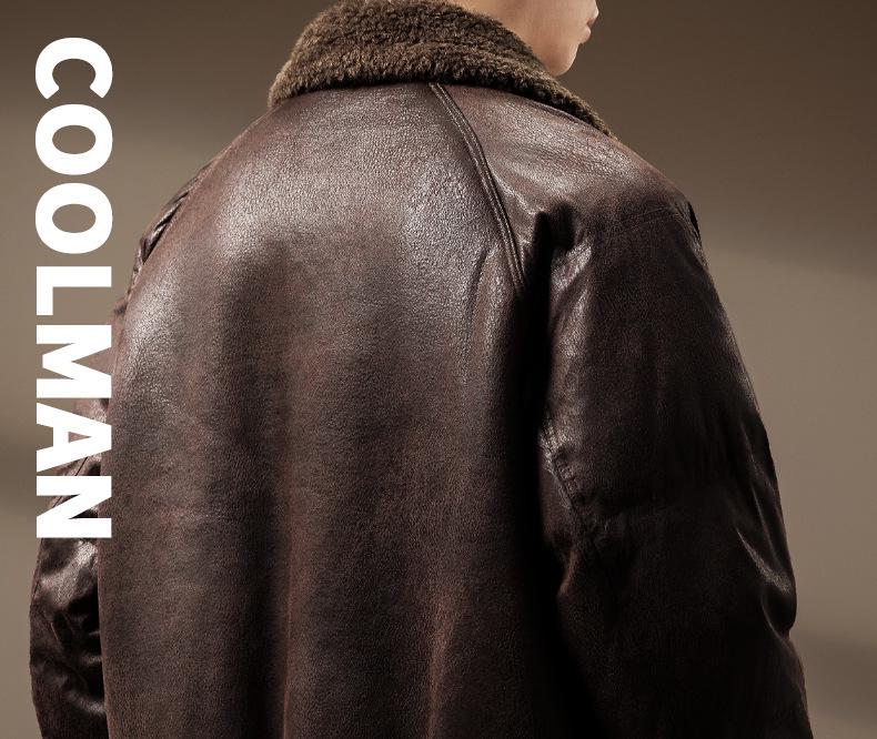 Men's Luxurious Retro German Fur-Lined Cotton Parka – Autumn/Winter Fleece Leather Jacket