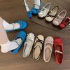Inner height increase small satin single shoes women's 2025 new spring and autumn French retro ballet style thick-soled Mary Jane shoes