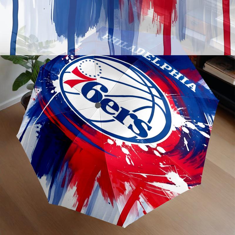 76ers Basketball Team Umbrella 8-Frame for Travel, Camping, Casual Lightweight Portable Umbrella, Essential for Every Family Holidays Gift