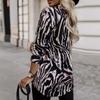 Zebra Print Women's Shirt Long-sleeved Lapel Shirt