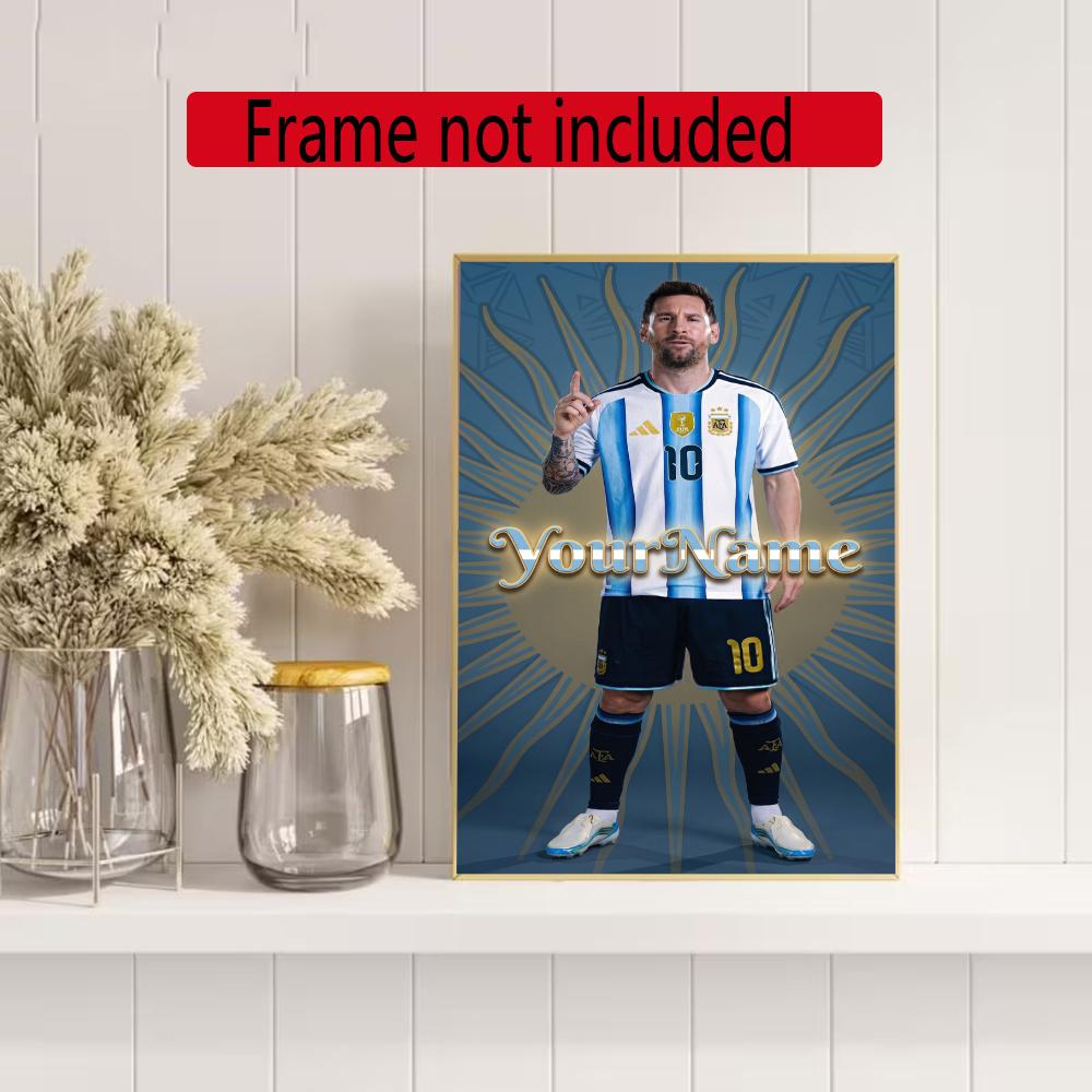 Messi Customize Your Name Diamond Painting Round Diamond Diy Frameless Holiday Artwork Suitable For Home Office Wall Decoration
