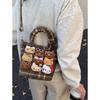 Cute Cat Canvas Crossbody Bag With Padded Shoulder Strap For Daily Use