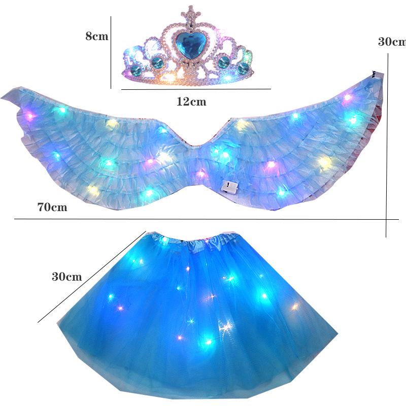 Children's Glowing Angel Wings with Colorful Neon Lights for Mid-Autumn and Halloween Festival Performances