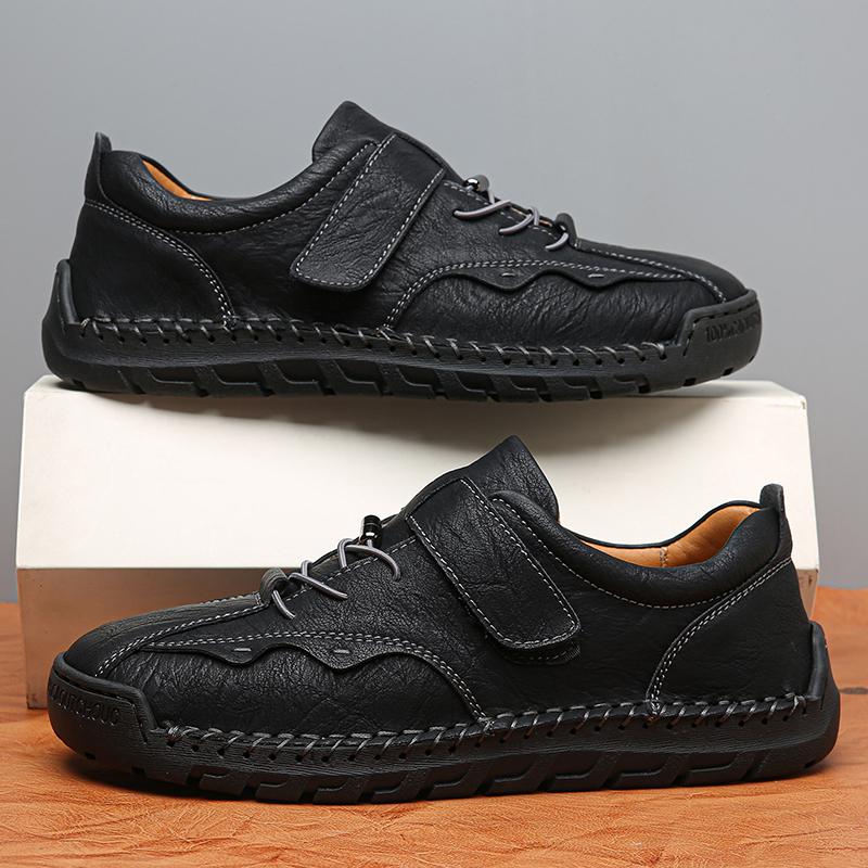 

Handmade Leather Men Shoes Casual Slip On Loafers Breathable Leather Shoes Men Flats Moccasins Tooling Shoes Plus Size48 38 чёрный